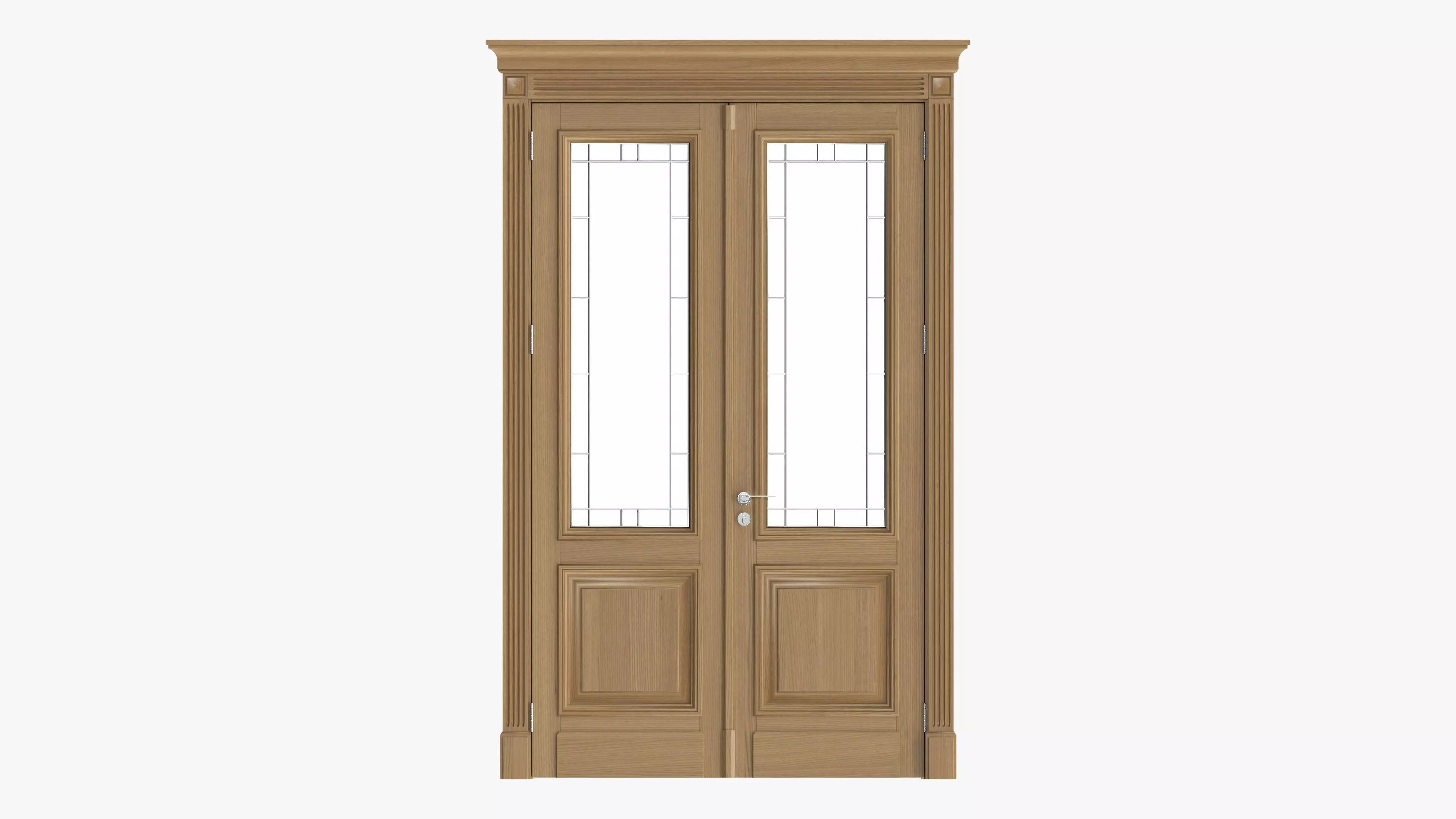Door classic with glass double 01 3D model_0
