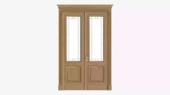 Door classic with glass double 01 3D model