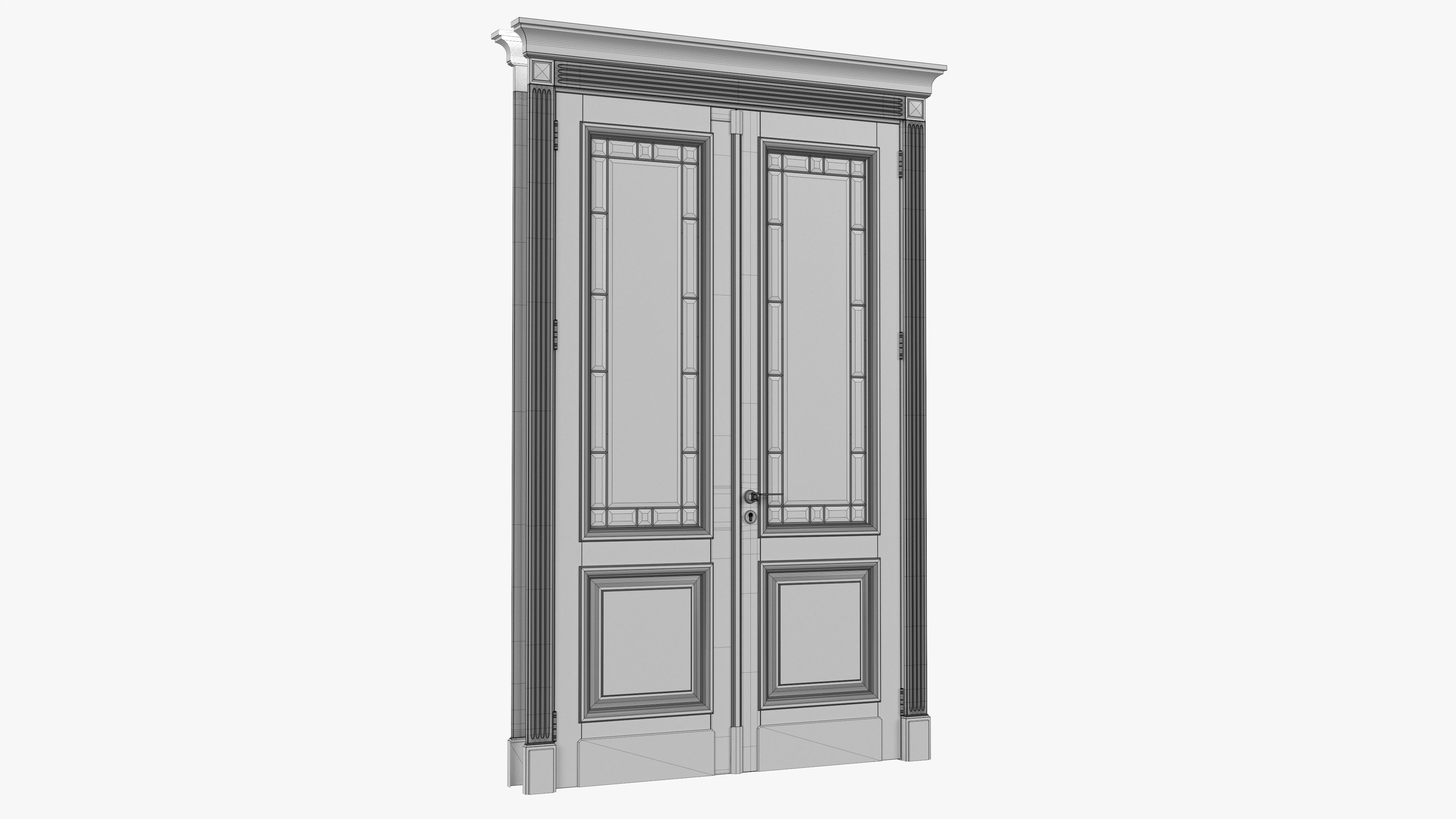 Door classic with glass double 01 3D model_6