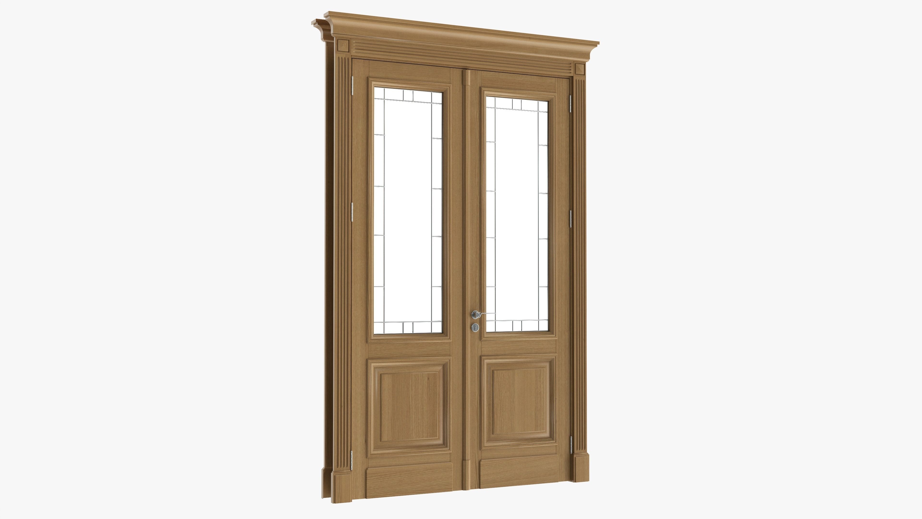 Door classic with glass double 01 3D model_1