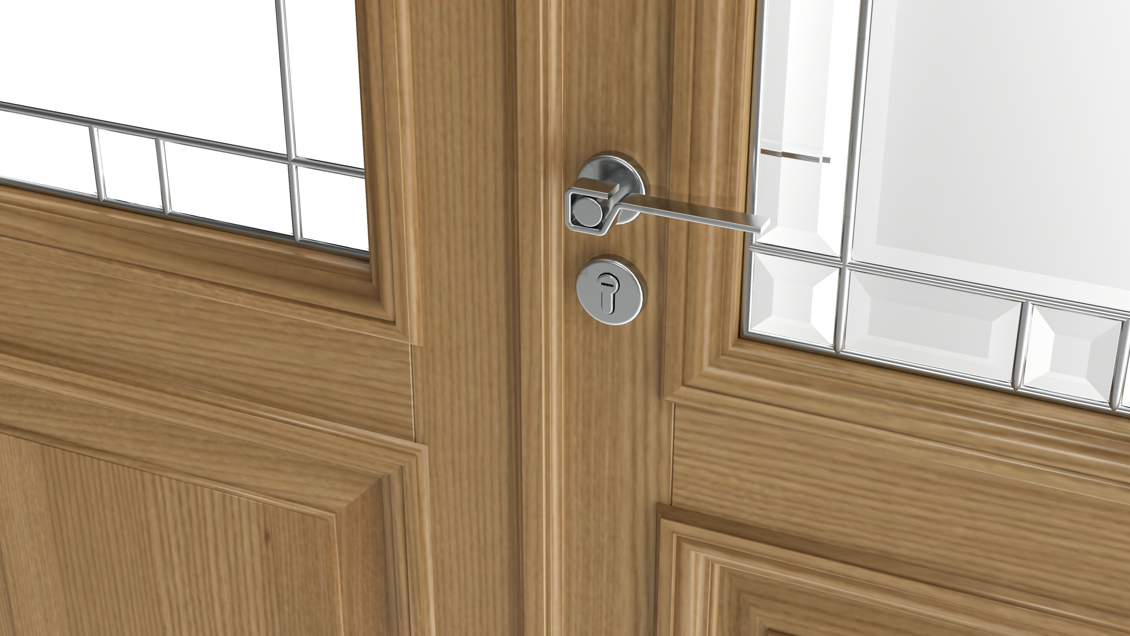 Door classic with glass double 01 3D model_3