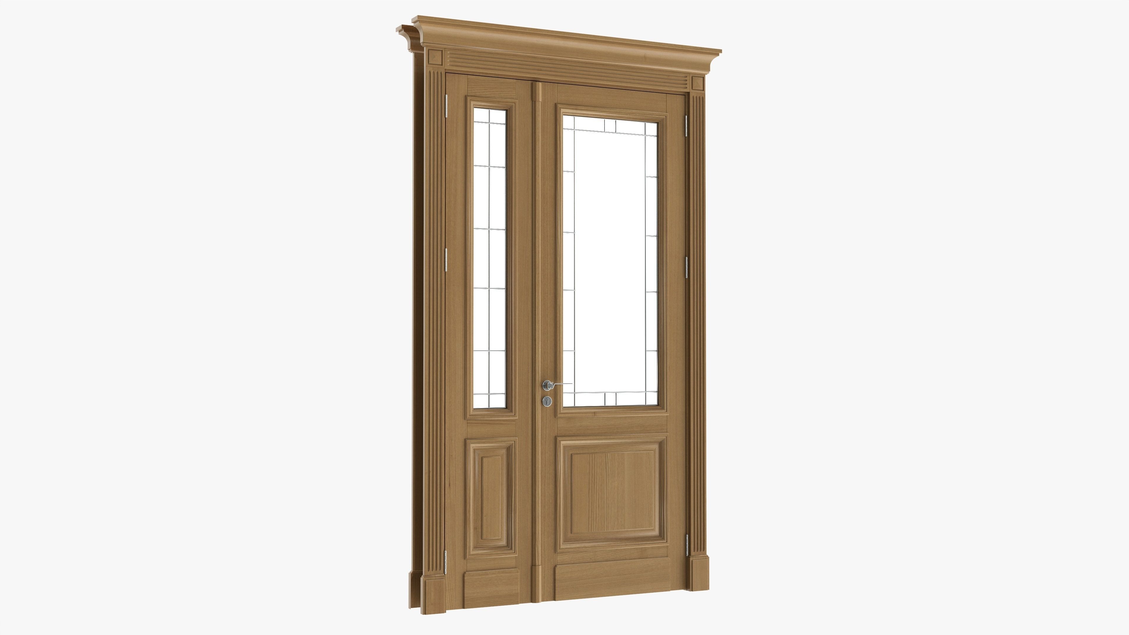 Door classic with glass double 02 3D model_1