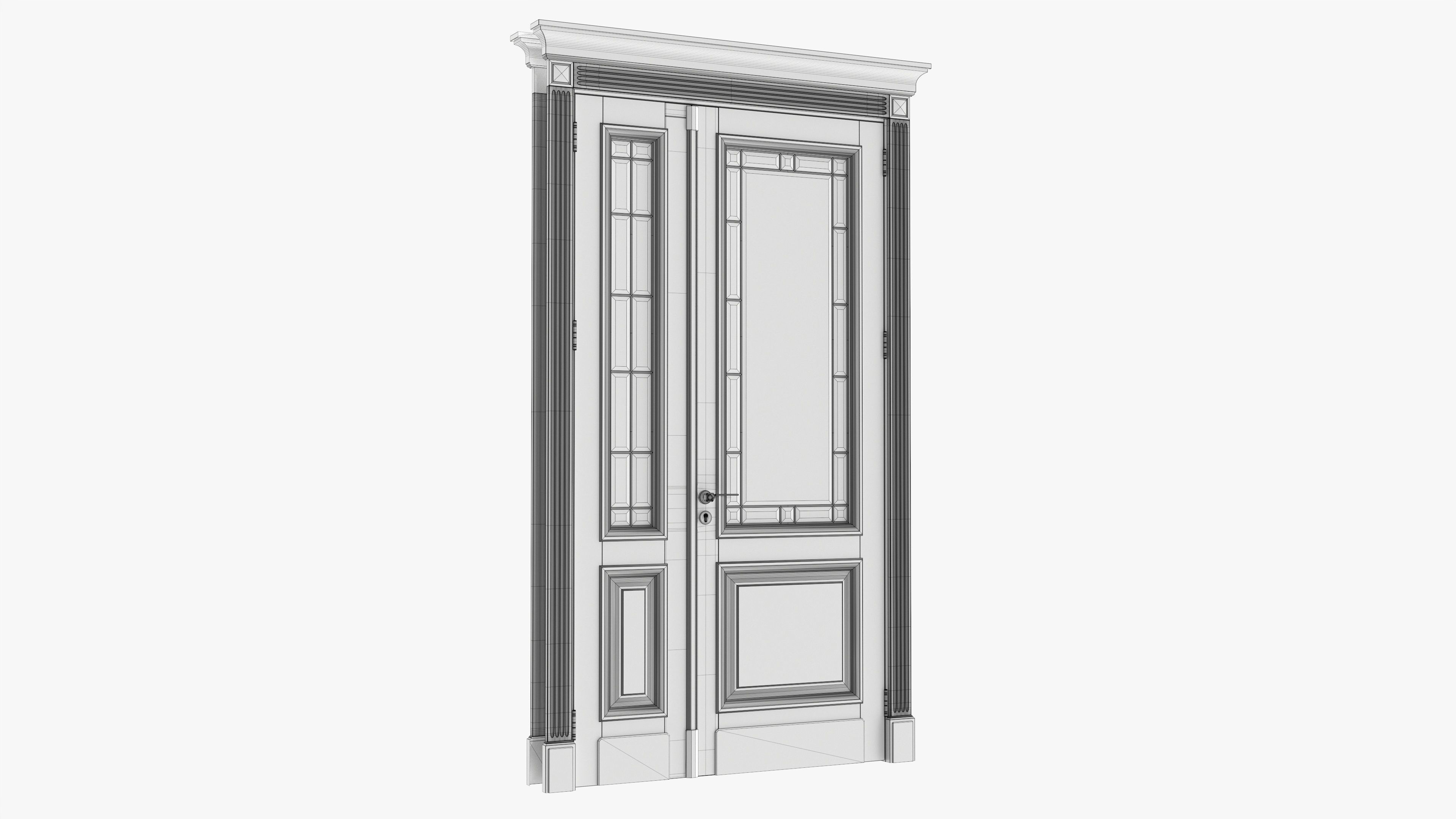 Door classic with glass double 02 3D model_6
