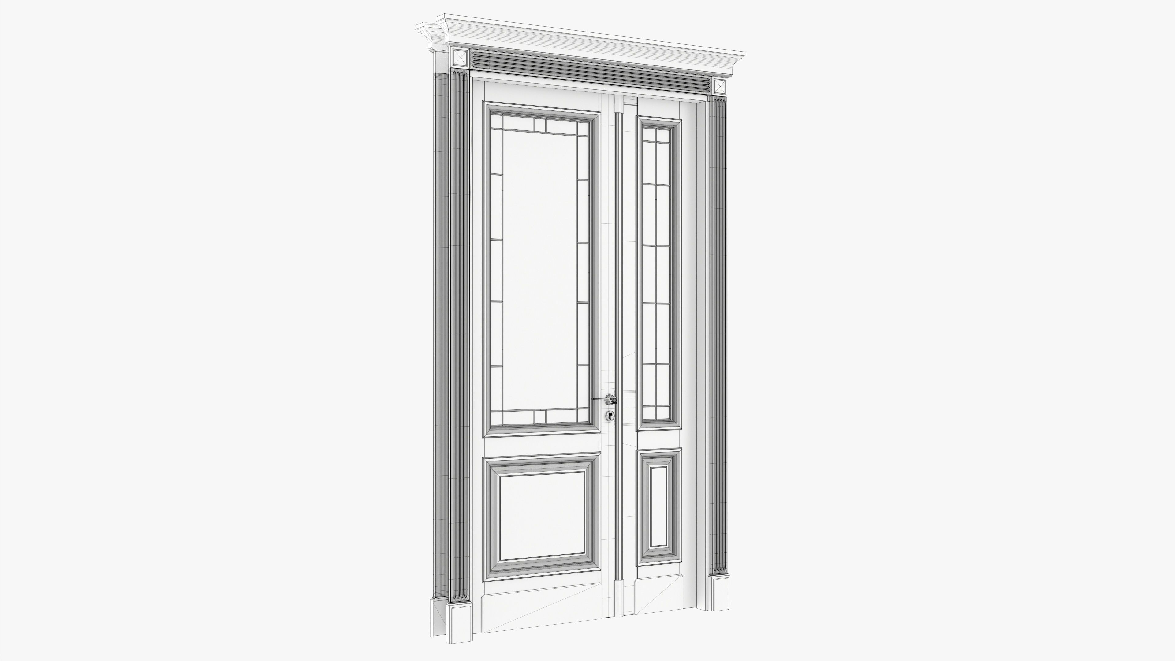 Door classic with glass double 02 3D model_7