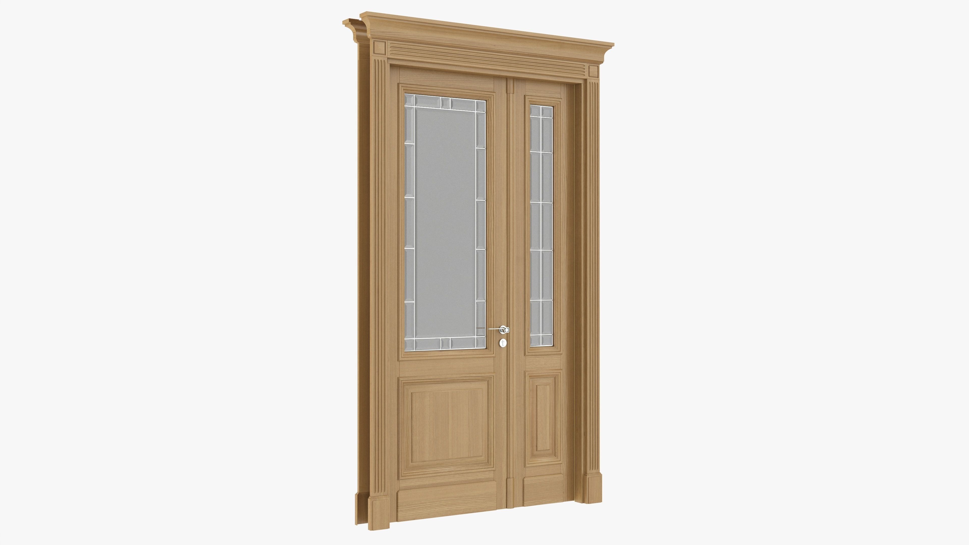 Door classic with glass double 02 3D model_2
