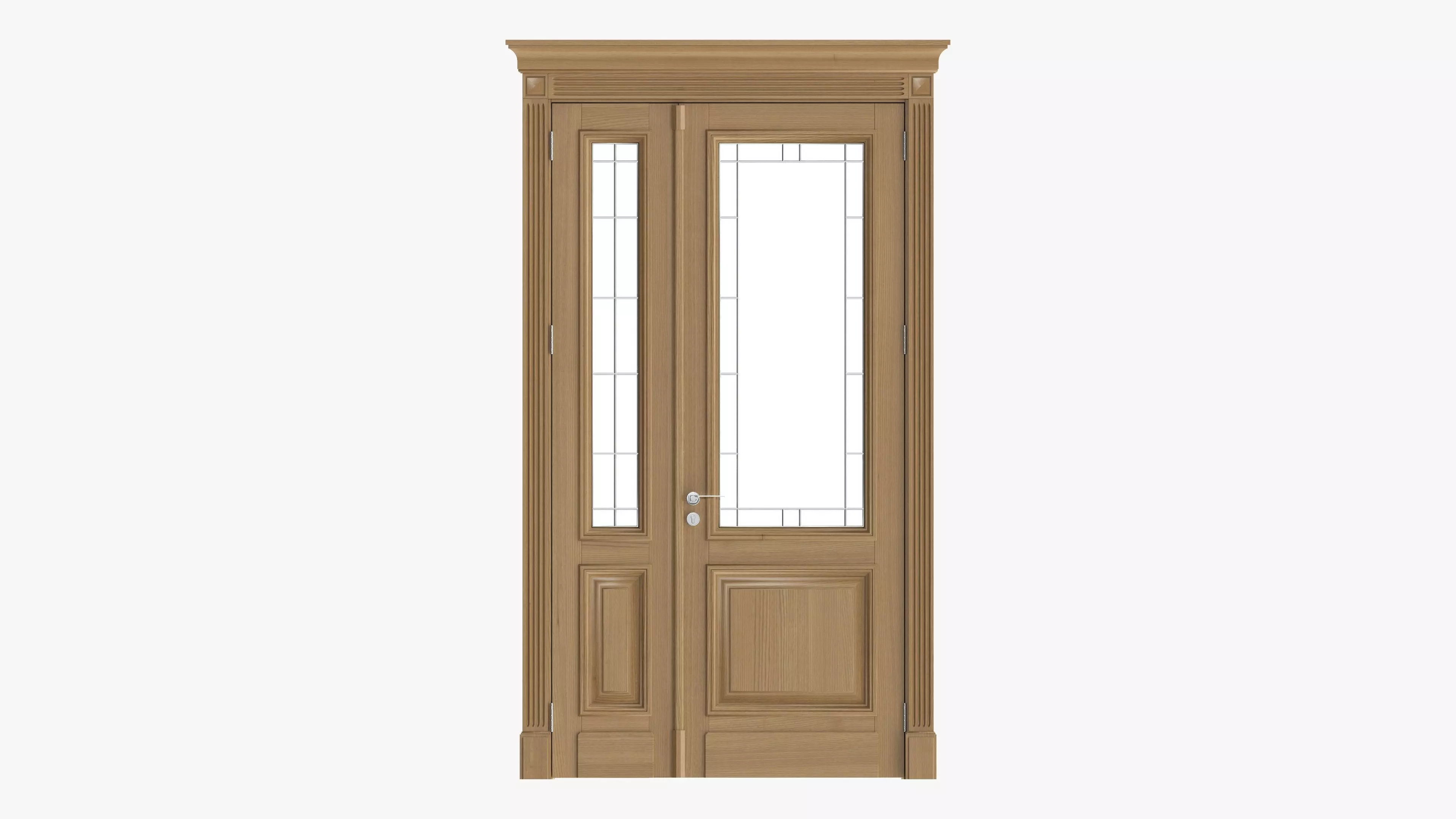 Door classic with glass double 02 3D model_0