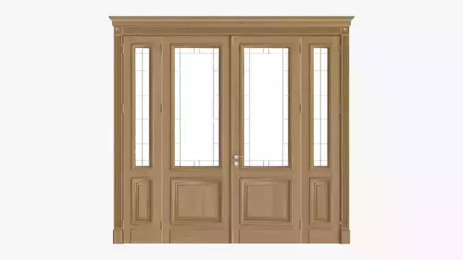 Door classic with glass quad 01 3D model