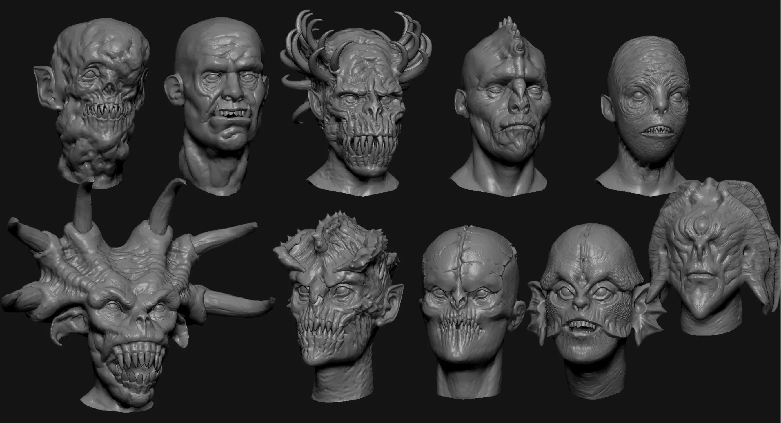 Creature heads  3D model_0