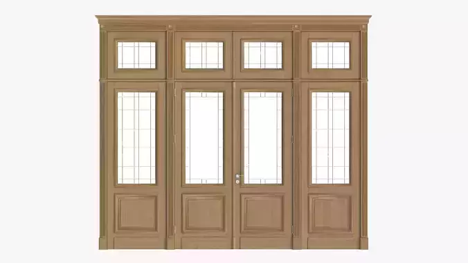 Door classic with glass quad 02 3D model