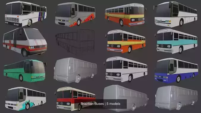 Brazilian Buses 3D Model Collection