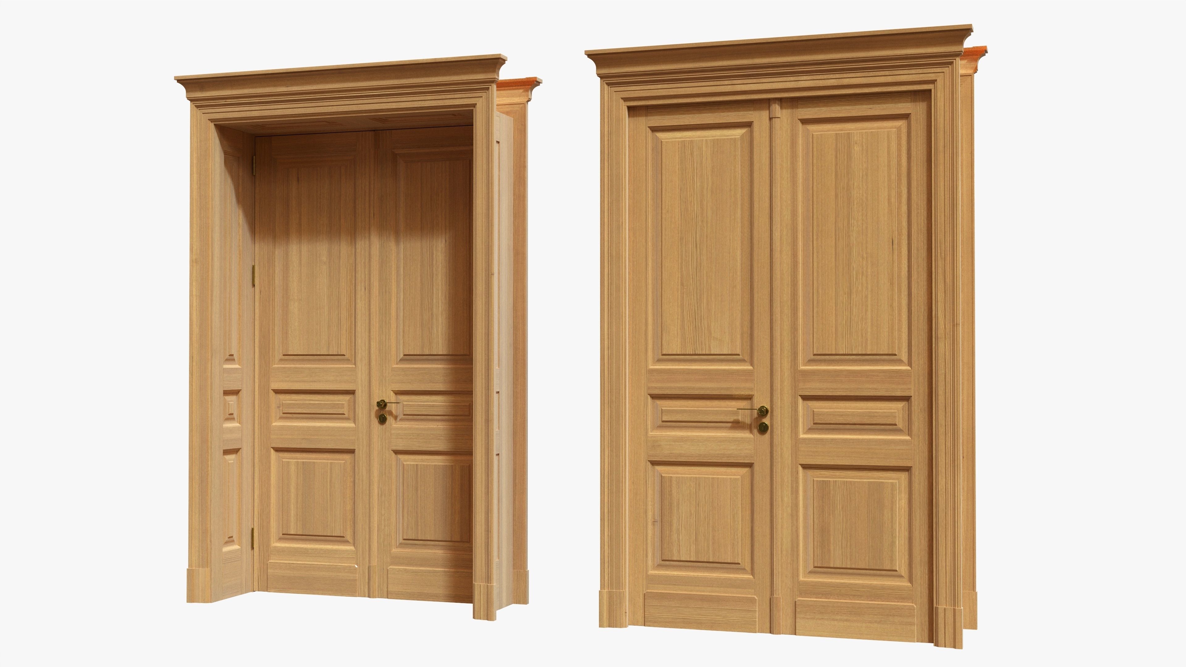 Door classic with portal 01 double 3D model_1