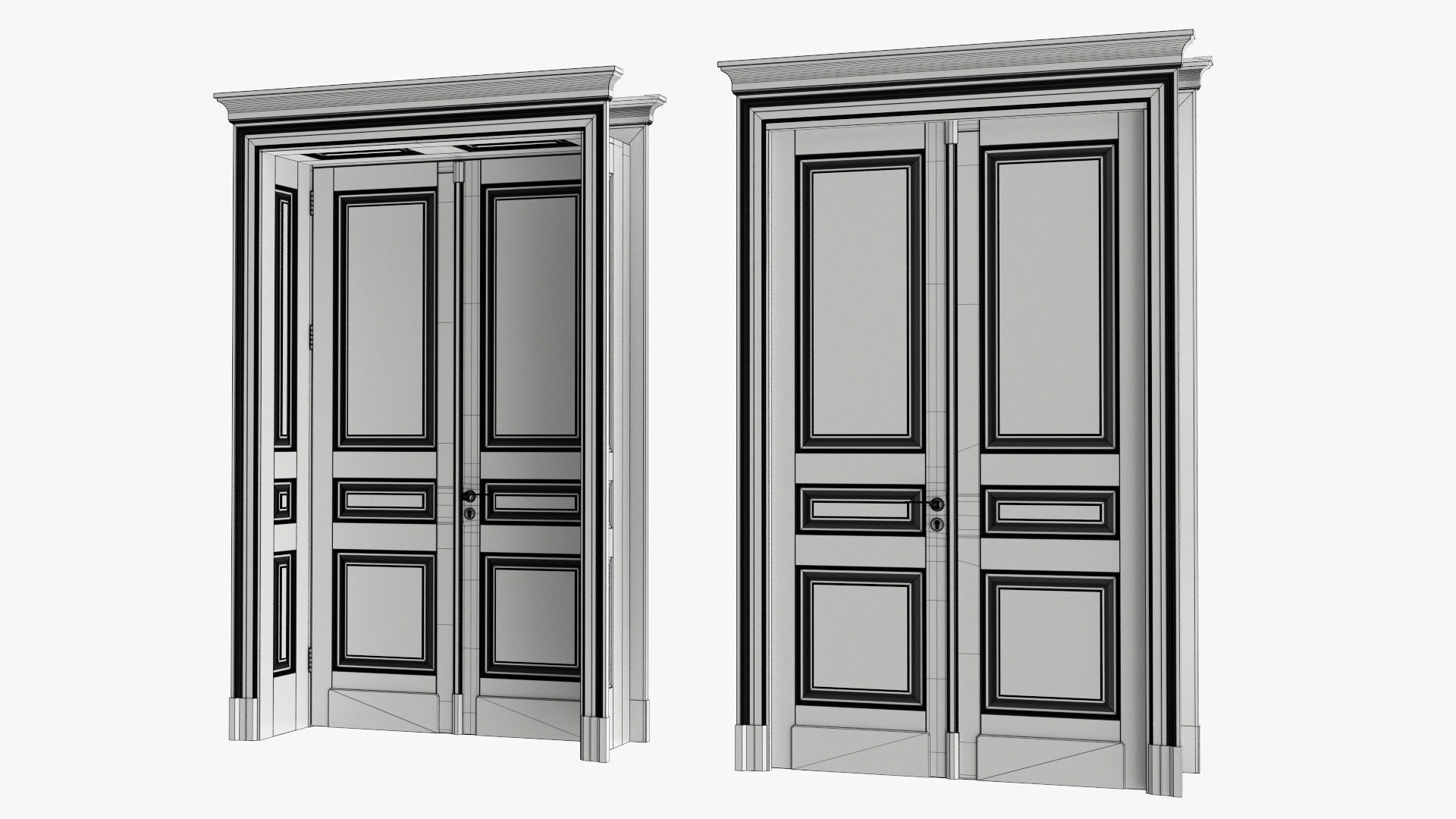 Door classic with portal 01 double 3D model_7