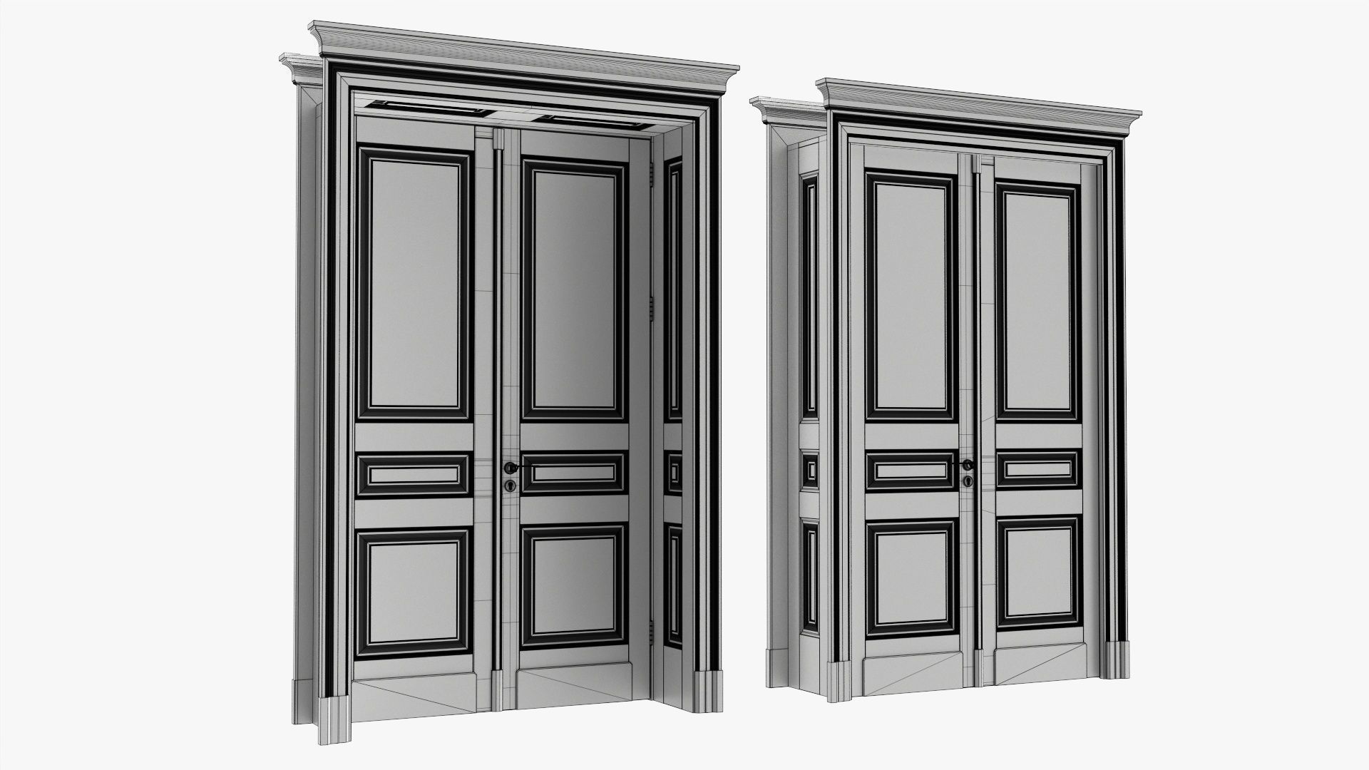 Door classic with portal 01 double 3D model_6