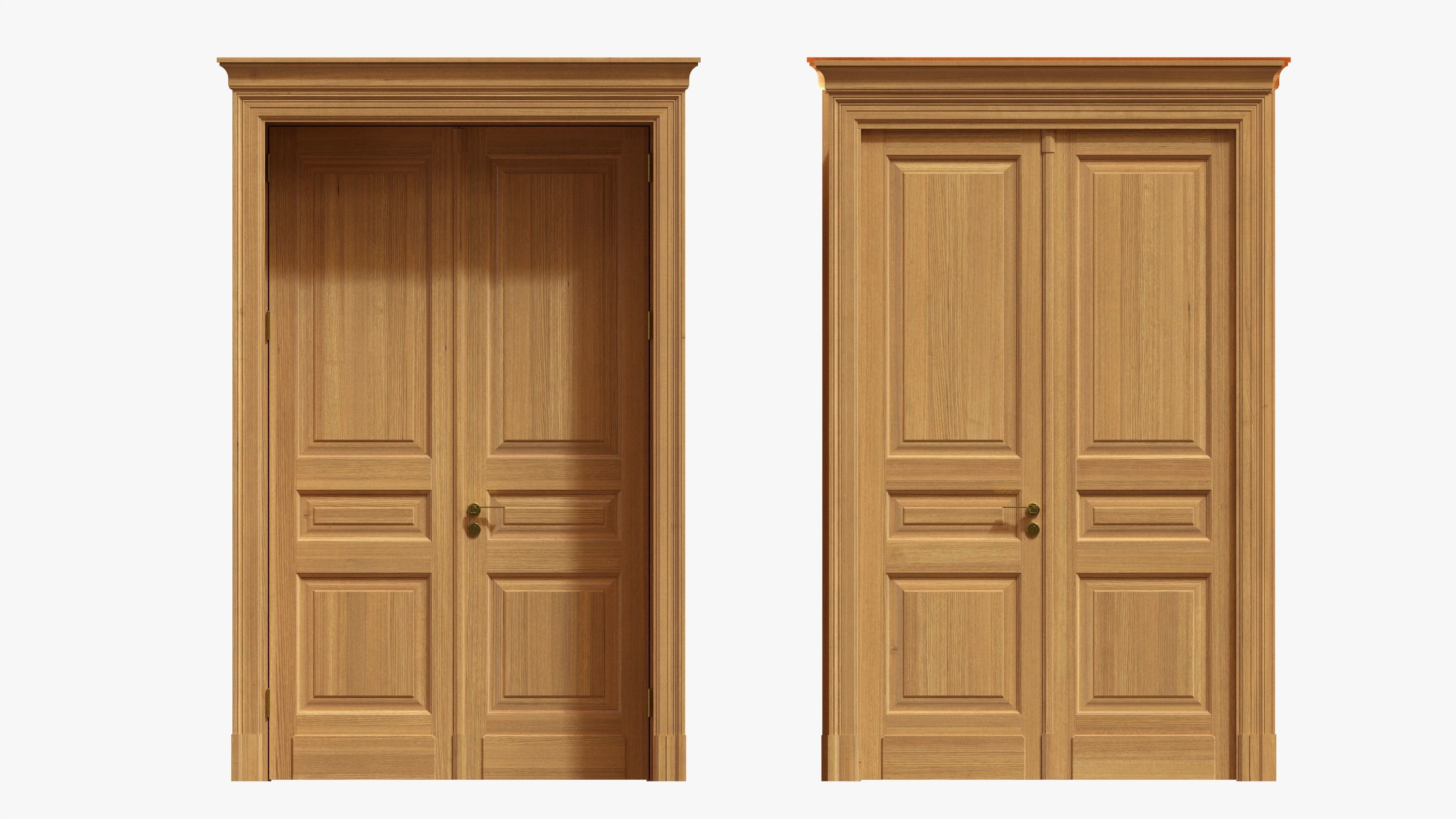 Door classic with portal 01 double 3D model_2