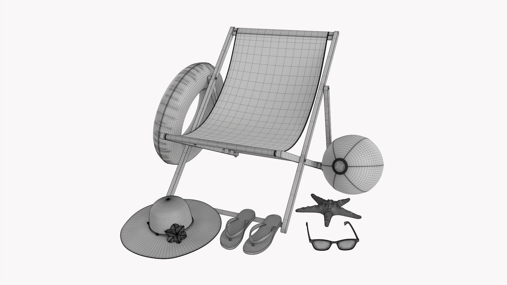 Beach composition 01 red 3D model_6