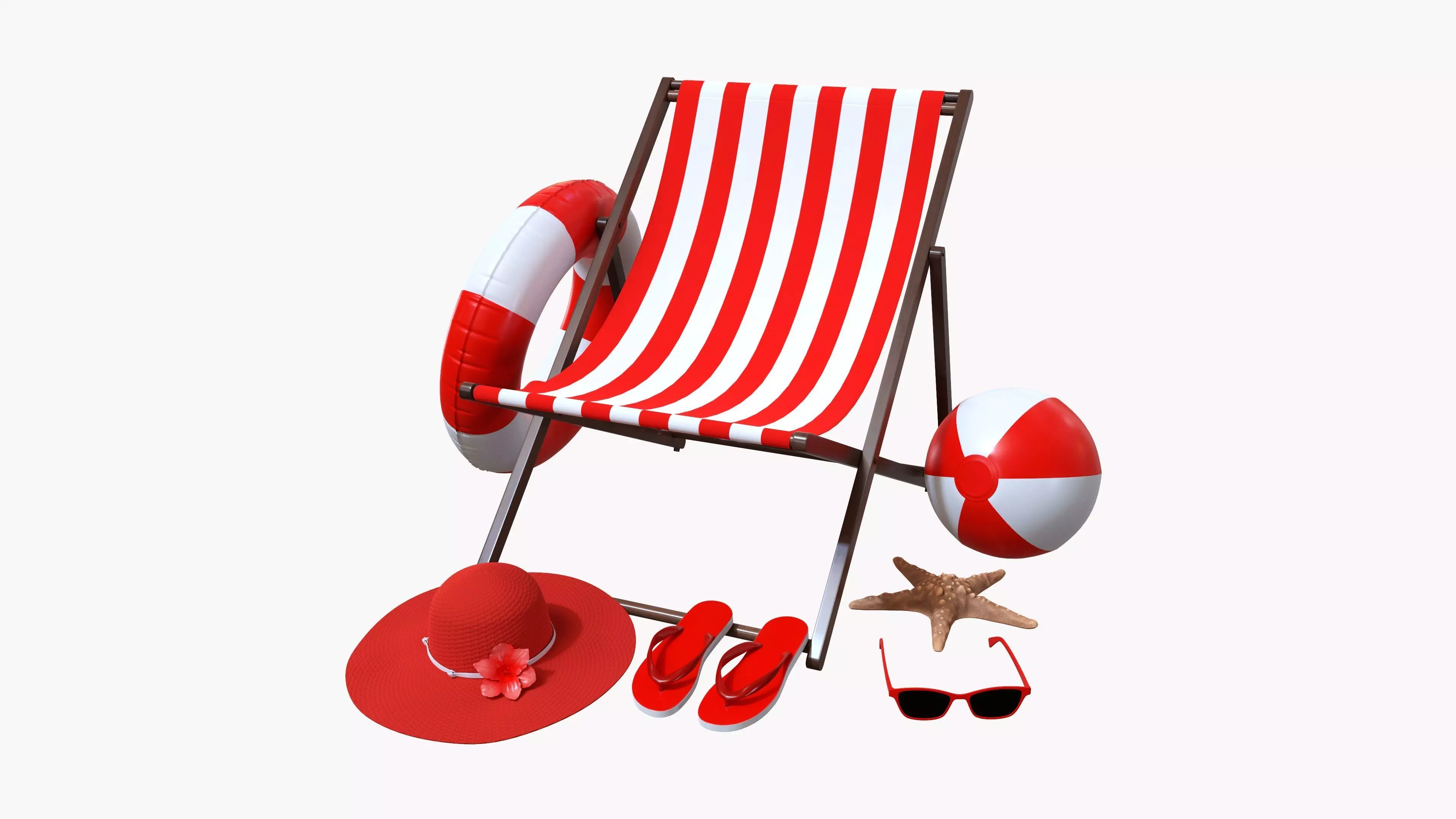 Beach composition 01 red 3D model_0