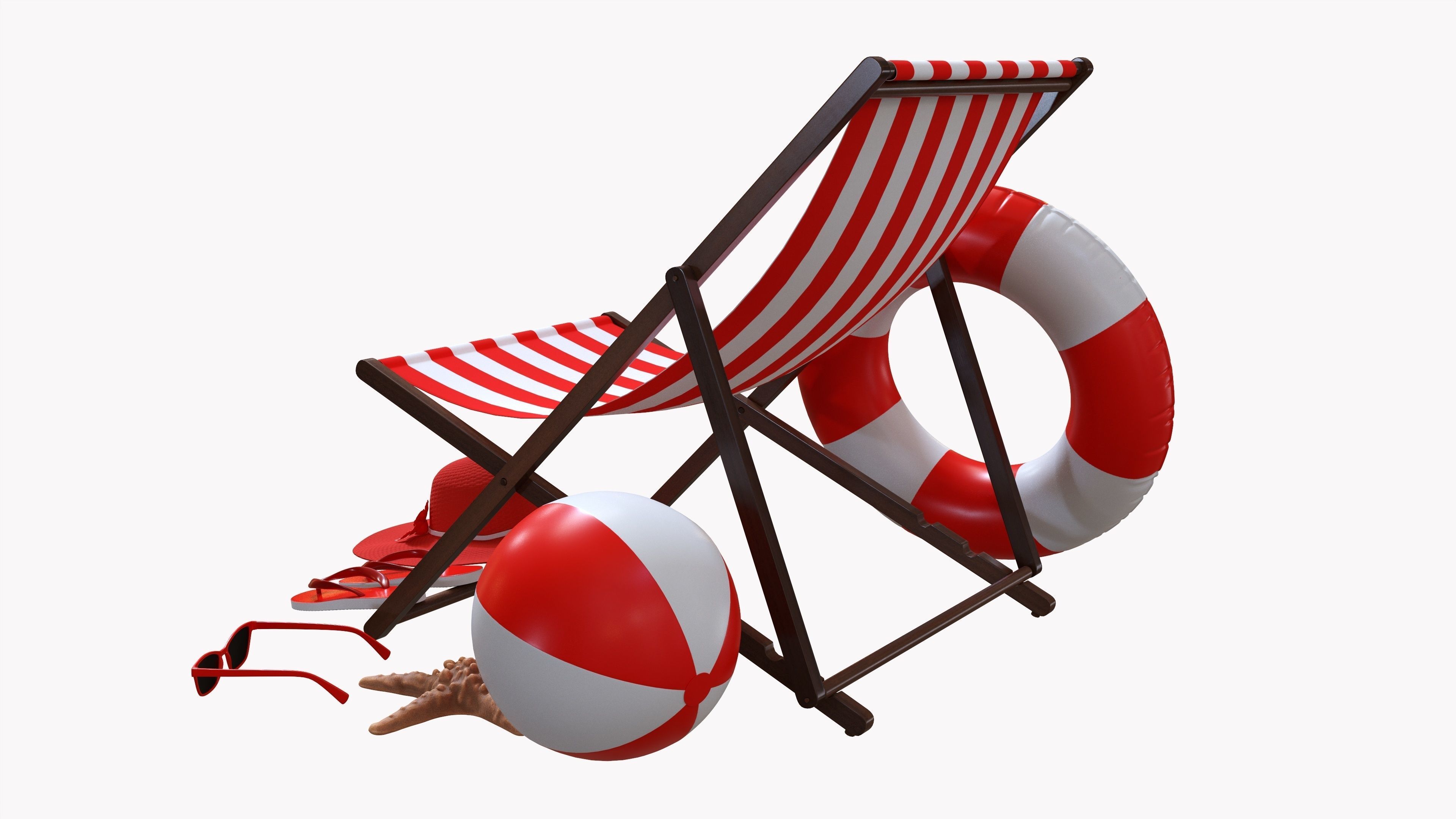 Beach composition 01 red 3D model_1