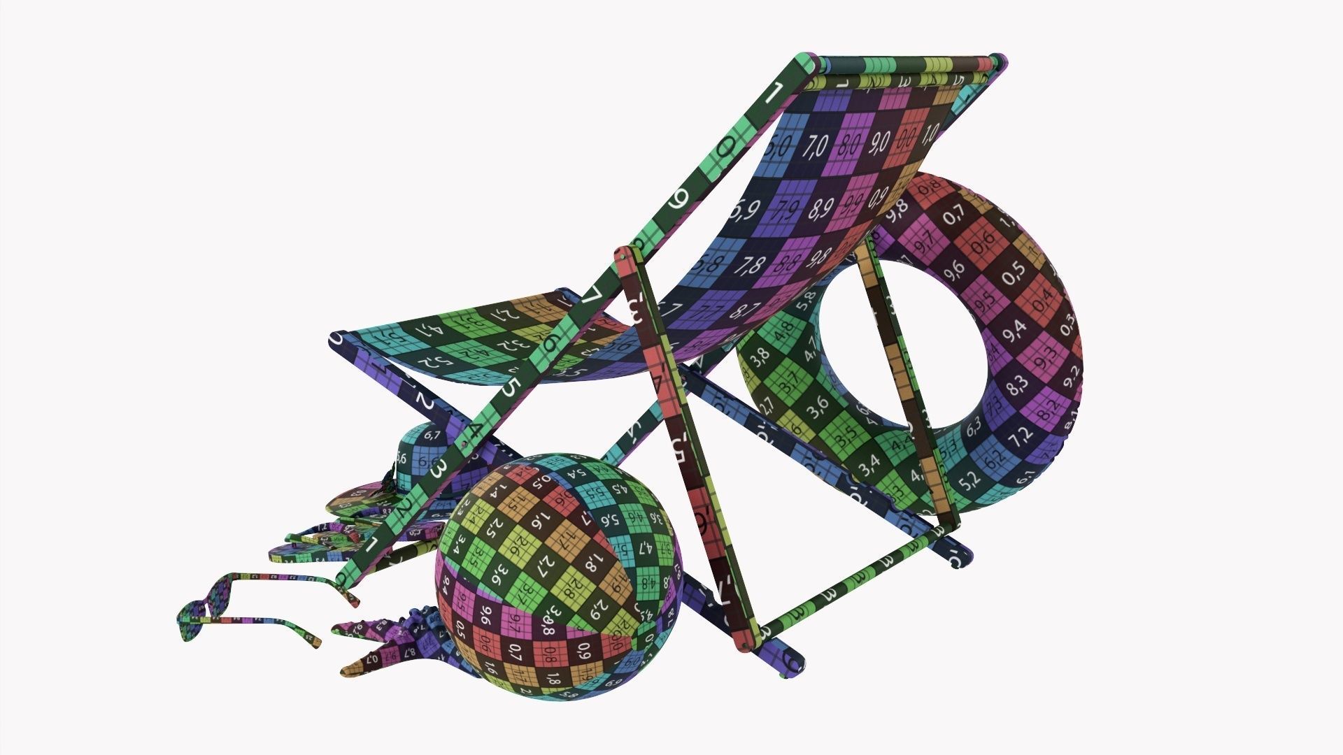 Beach composition 01 red 3D model_13