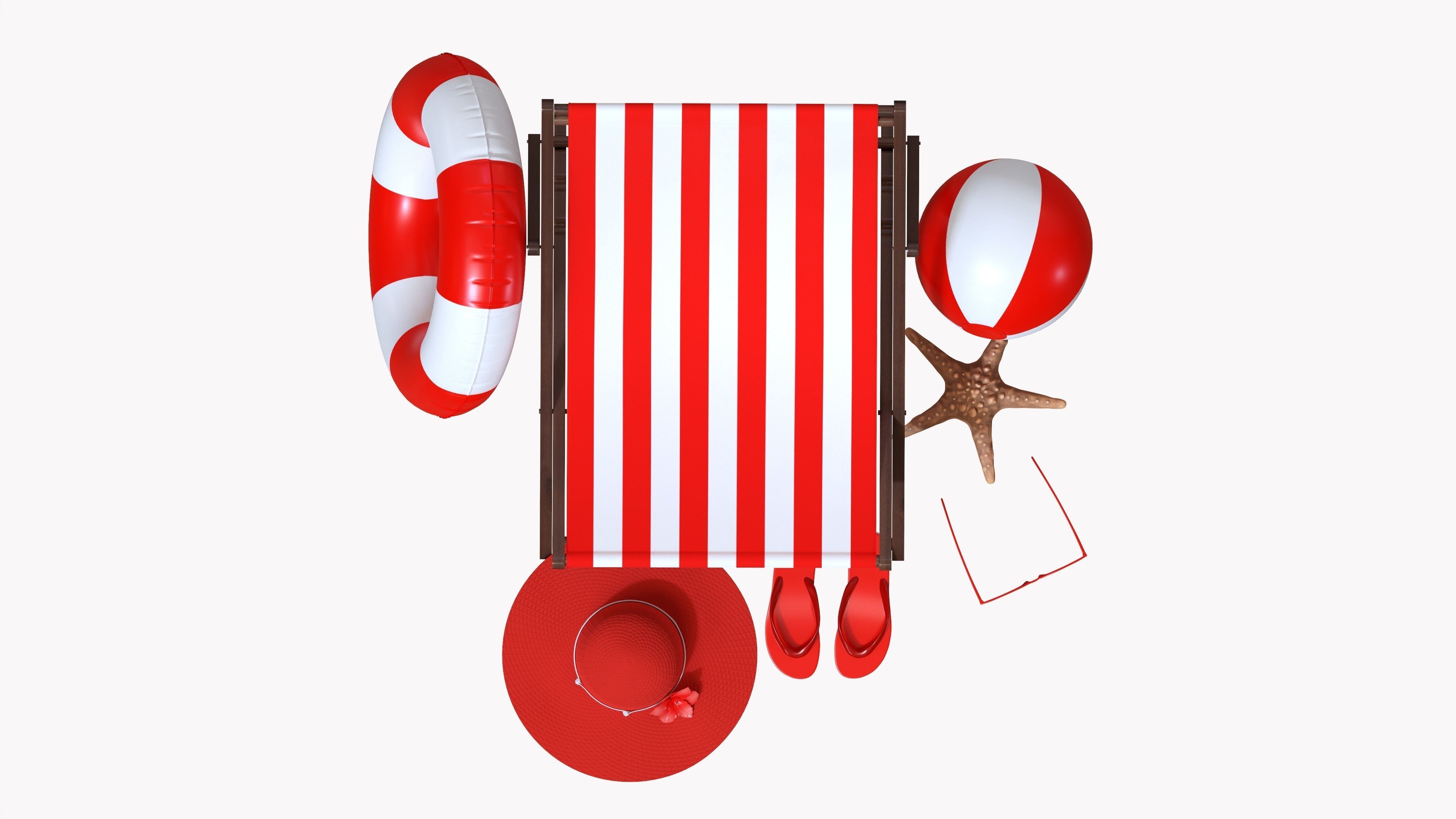 Beach composition 01 red 3D model_5