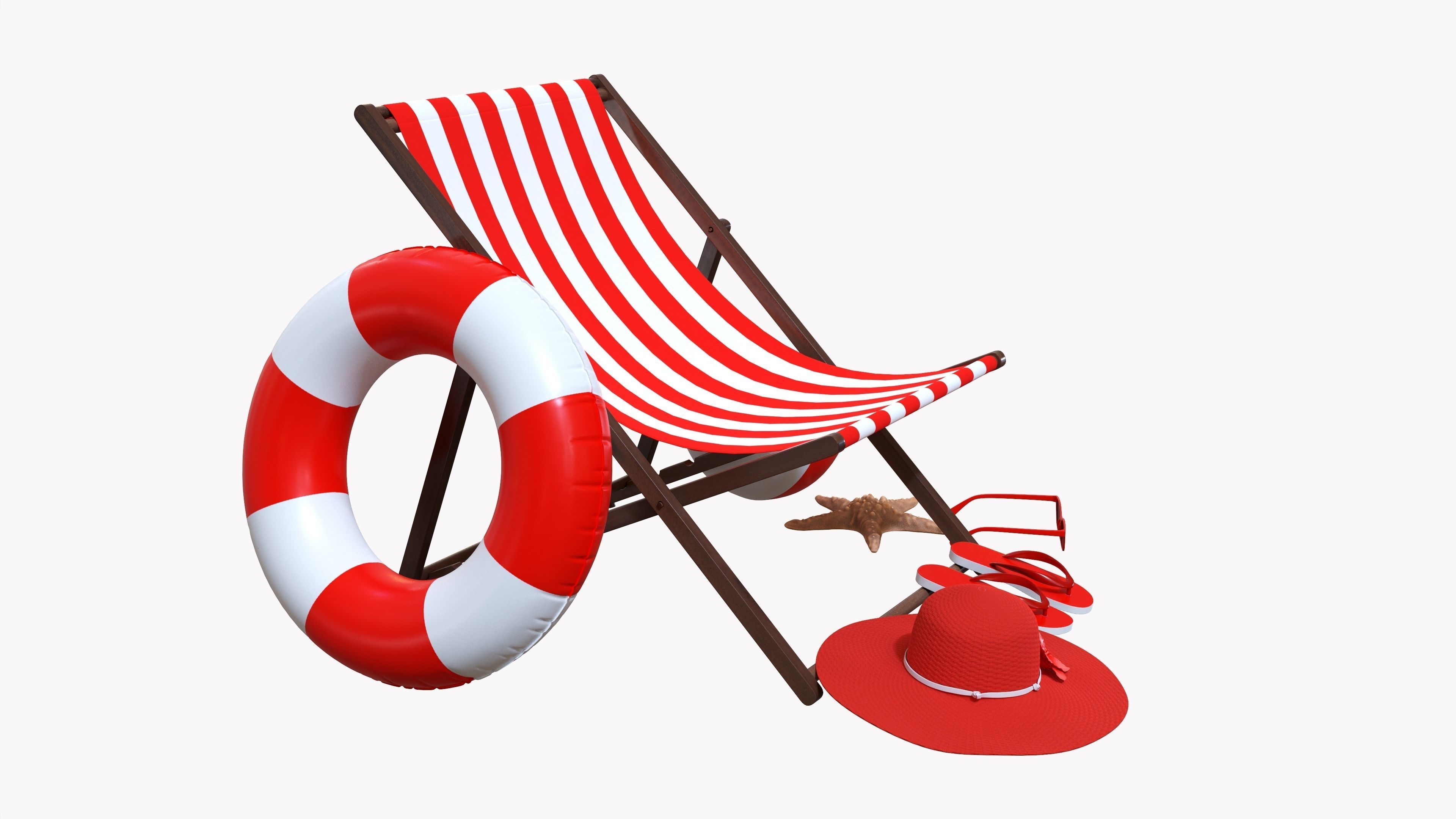 Beach composition 01 red 3D model_2