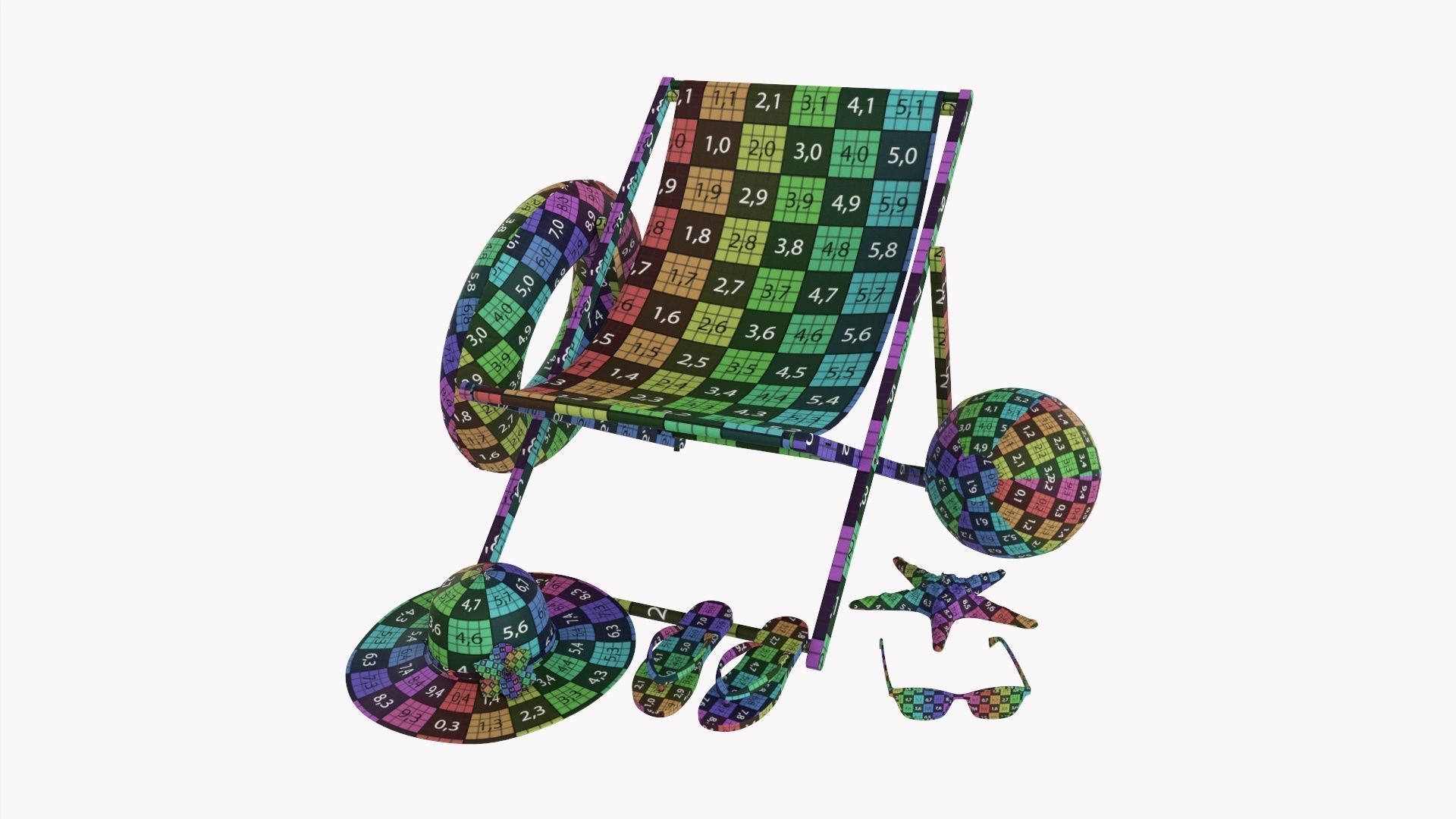 Beach composition 01 red 3D model_12