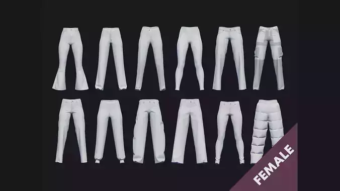 FEMALE PANTS PACK genesis 8 highpoly 3D model