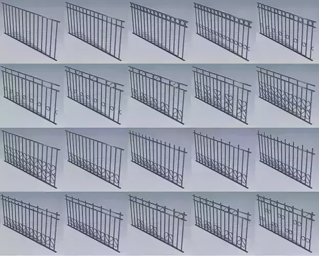 Set of 20 fences 3D model