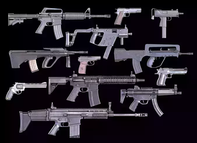WEAPONS PACK LOW-POLY PBR Low-poly 3D model