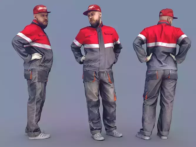 Photorealistic Construction Worker Character