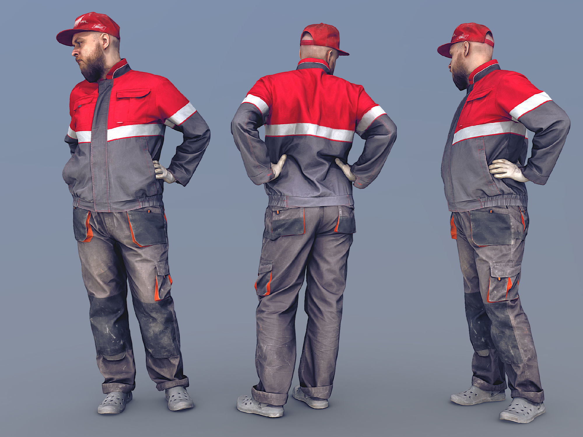 Photorealistic Construction Worker Character 3D model_4