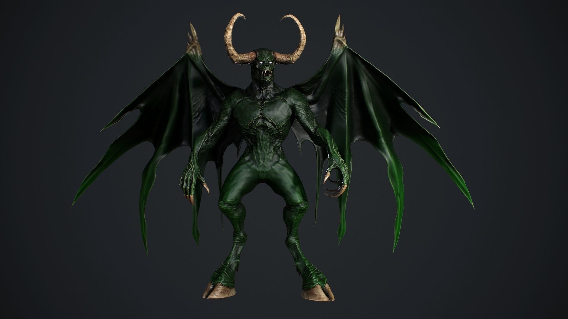 Demon with horns and wings Low-poly 3D model_24