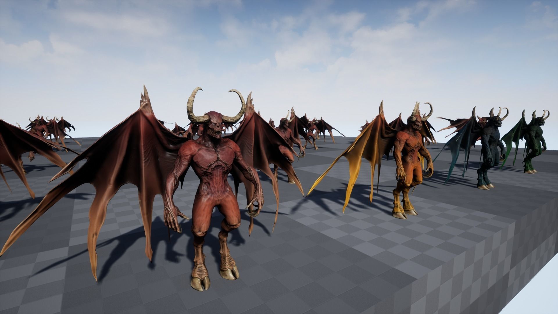 Demon with horns and wings Low-poly 3D model_34