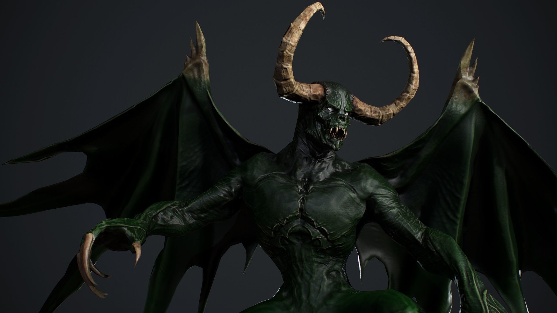 Demon with horns and wings Low-poly 3D model_26