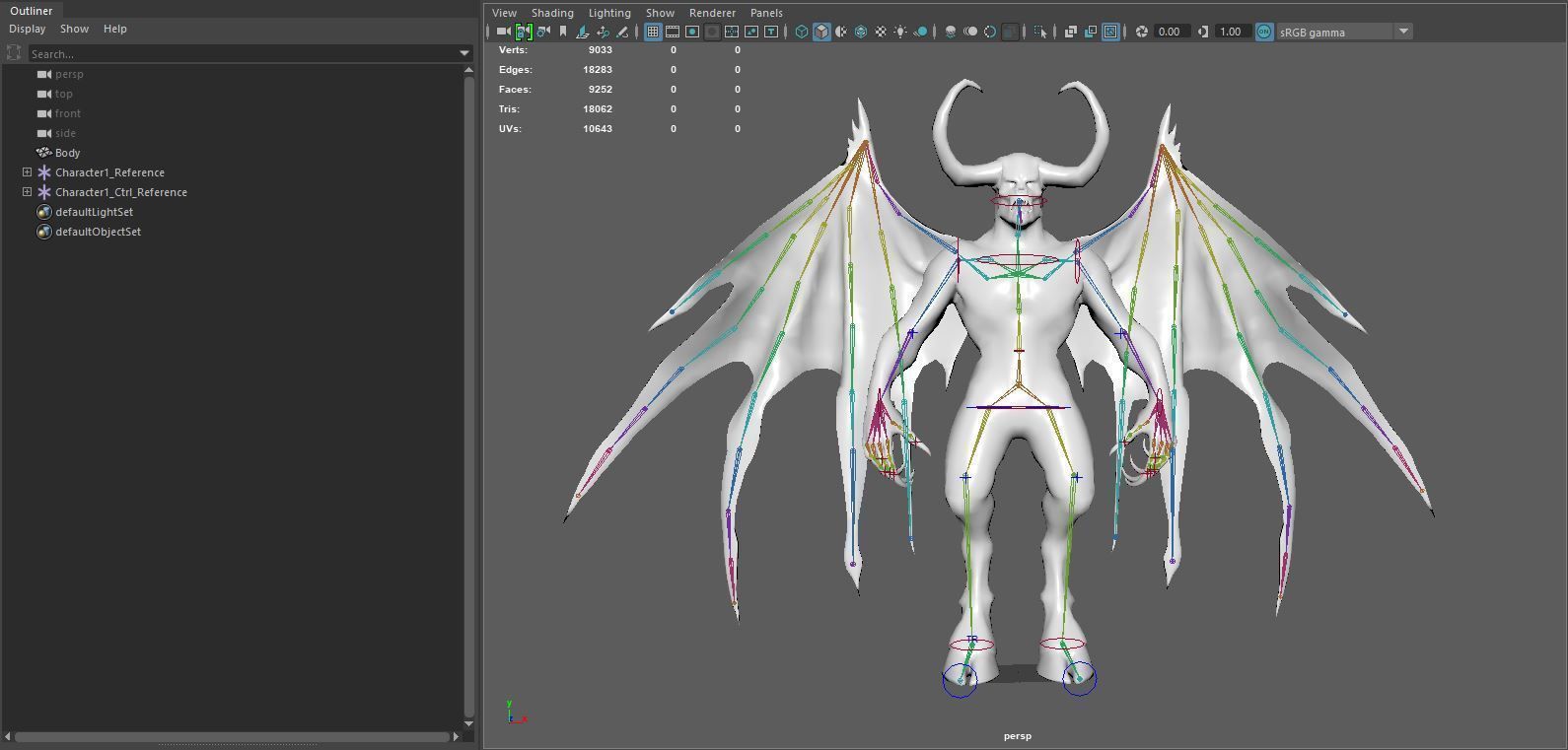 Demon with horns and wings Low-poly 3D model_36
