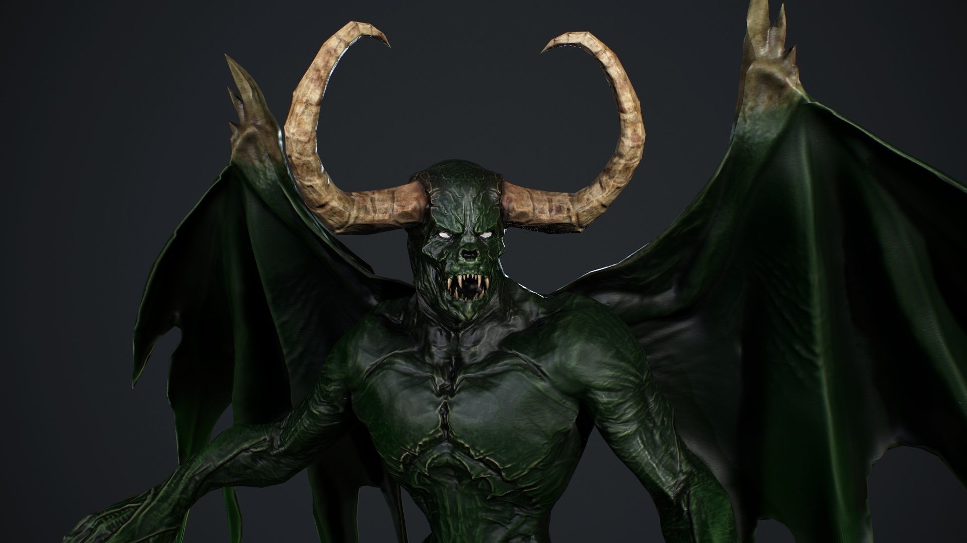 Demon with horns and wings Low-poly 3D model_22