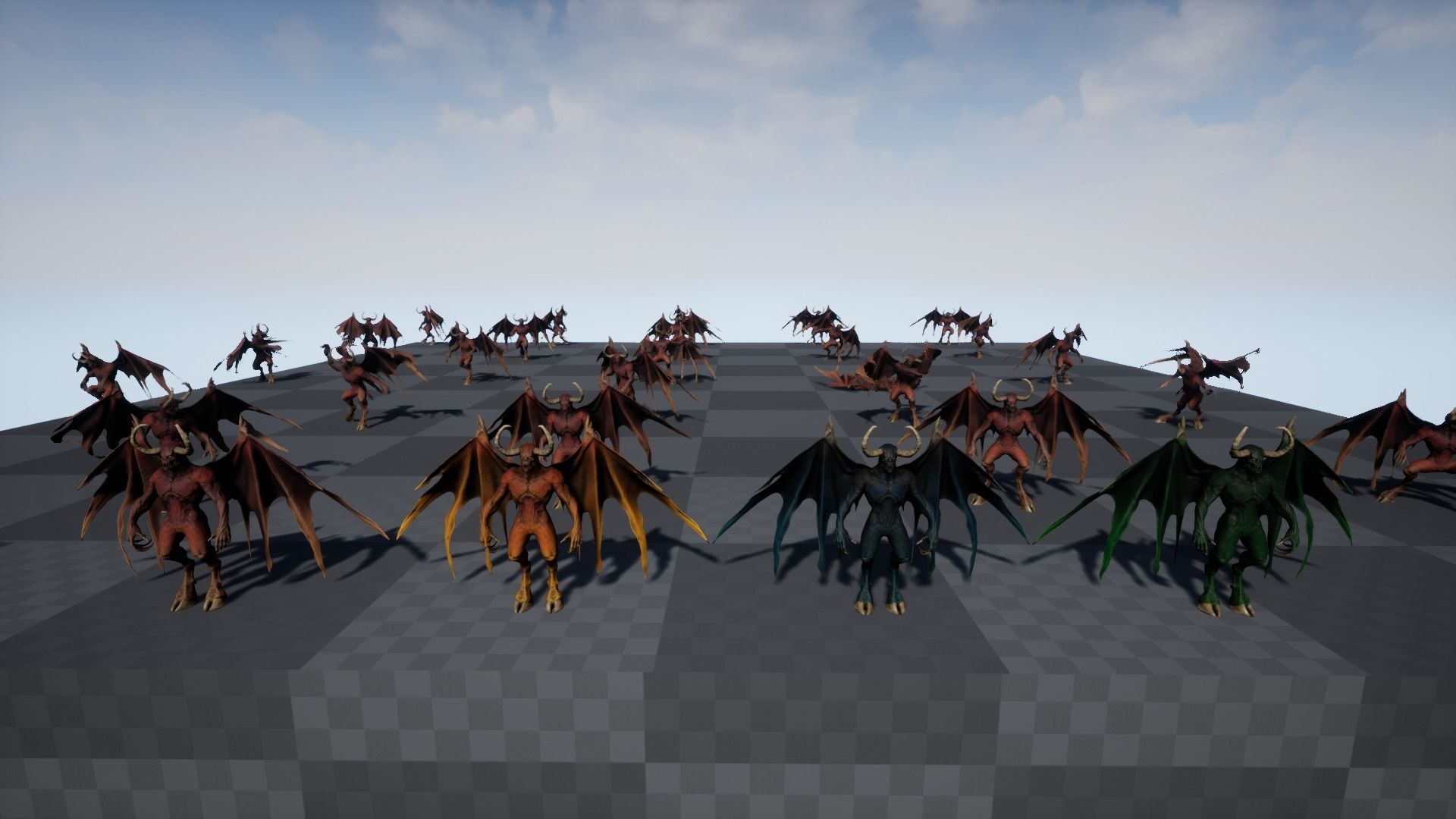 Demon with horns and wings Low-poly 3D model_32