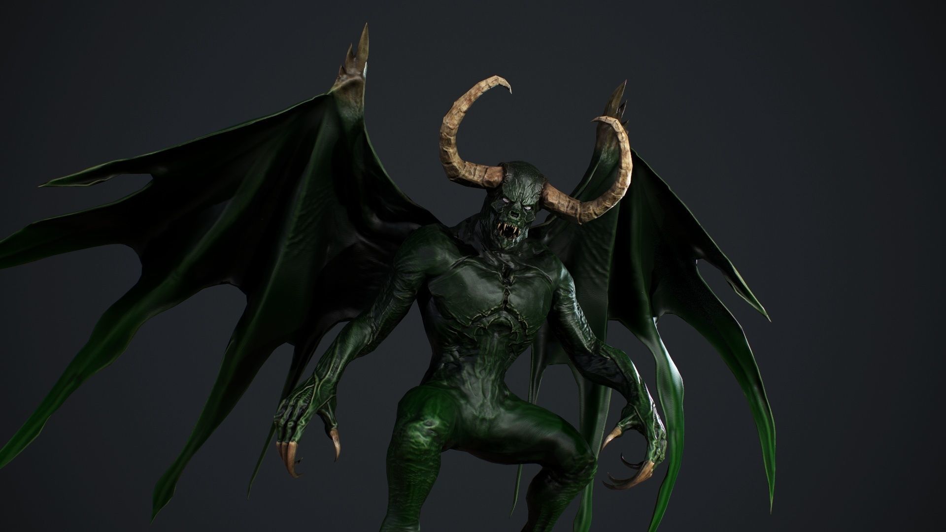 Demon with horns and wings Low-poly 3D model_23