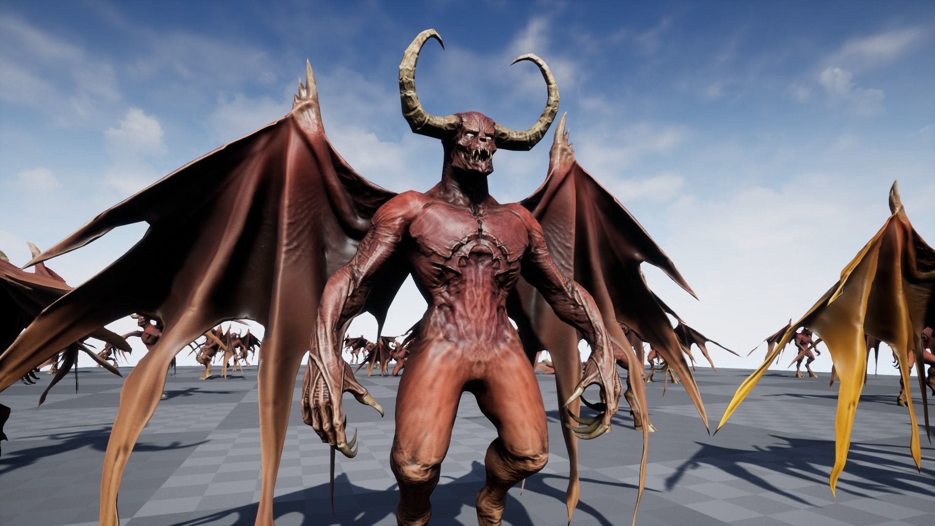 Demon with horns and wings Low-poly 3D model_35