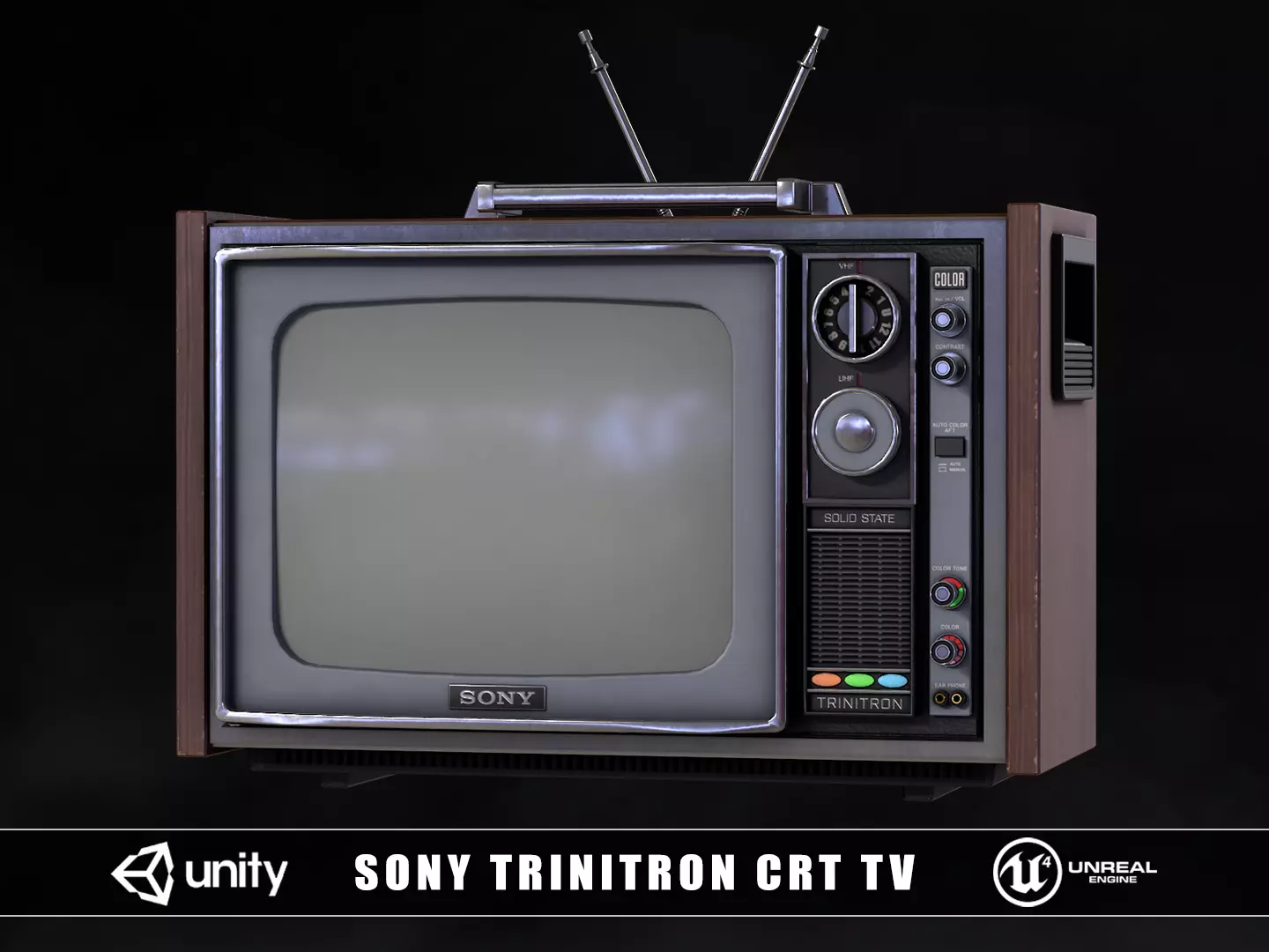 Sony Trinitron CRT TV Low-poly 3D model_0