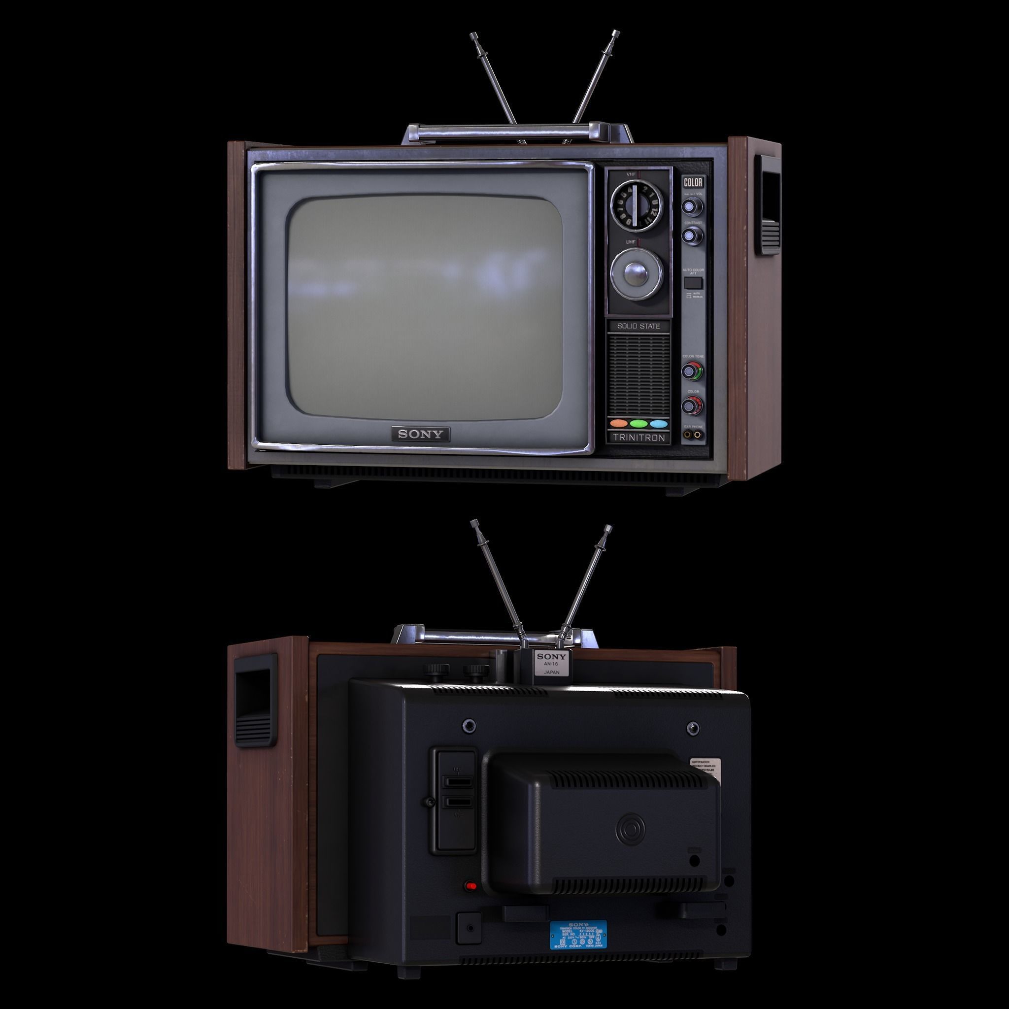 Sony Trinitron CRT TV Low-poly 3D model_3