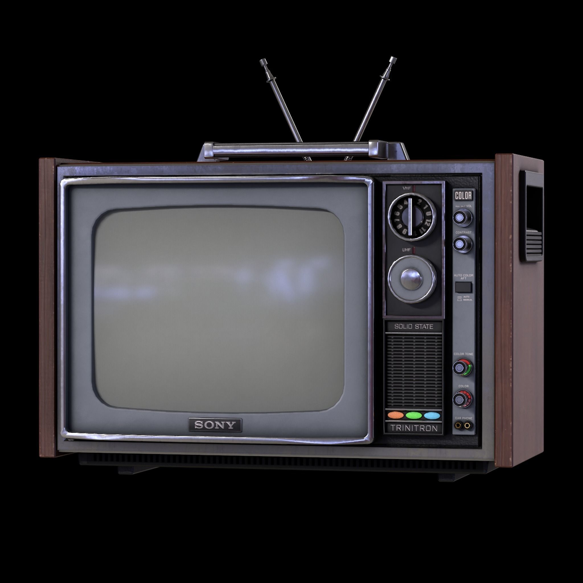 Sony Trinitron CRT TV Low-poly 3D model_2