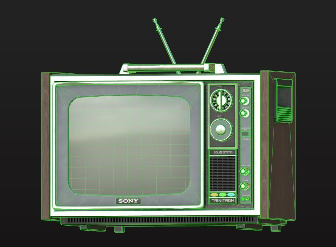 Sony Trinitron CRT TV Low-poly 3D model_10