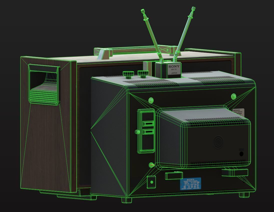 Sony Trinitron CRT TV Low-poly 3D model_11