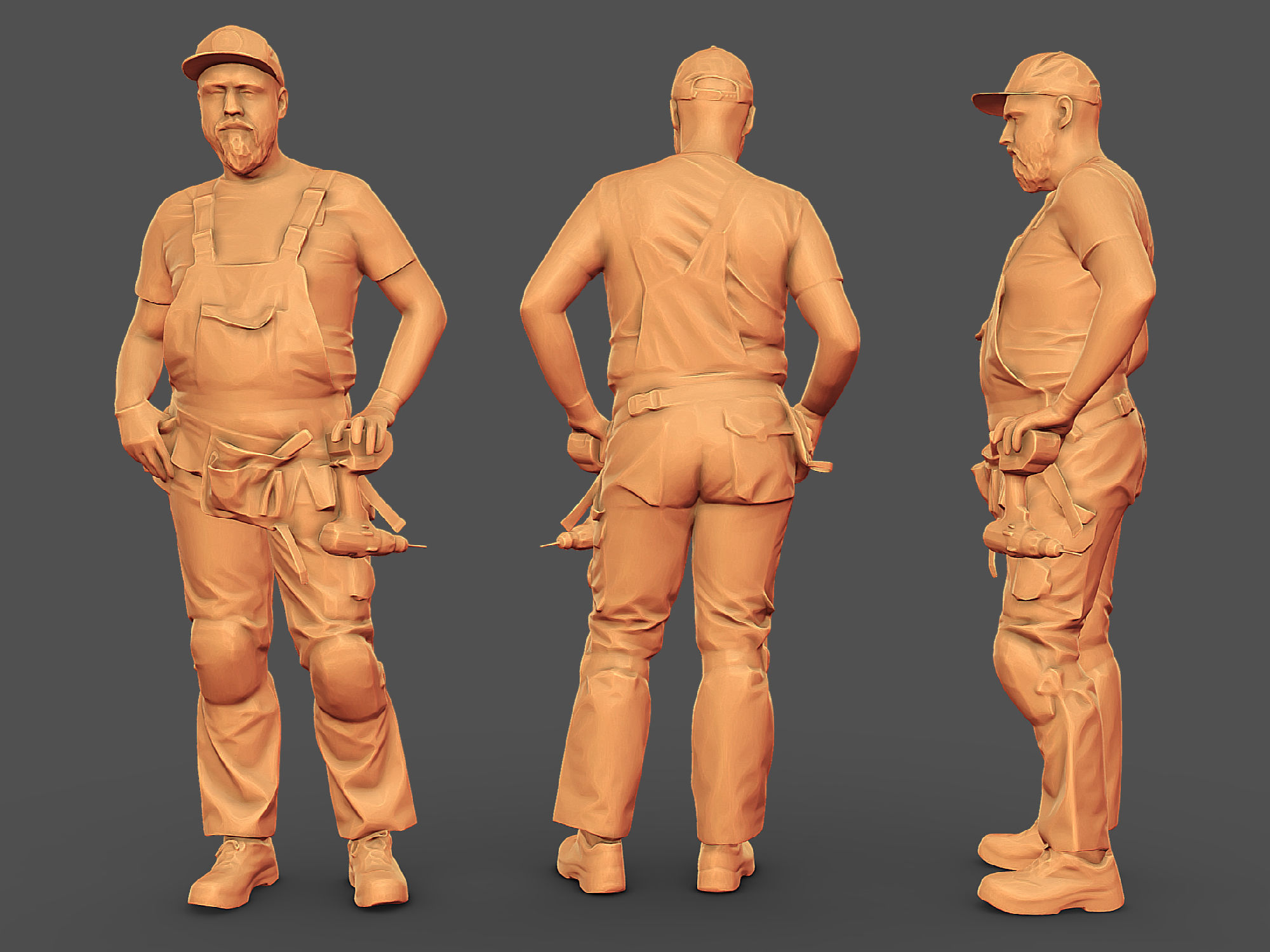 Photorealistic Construction Worker Character 3D model_6