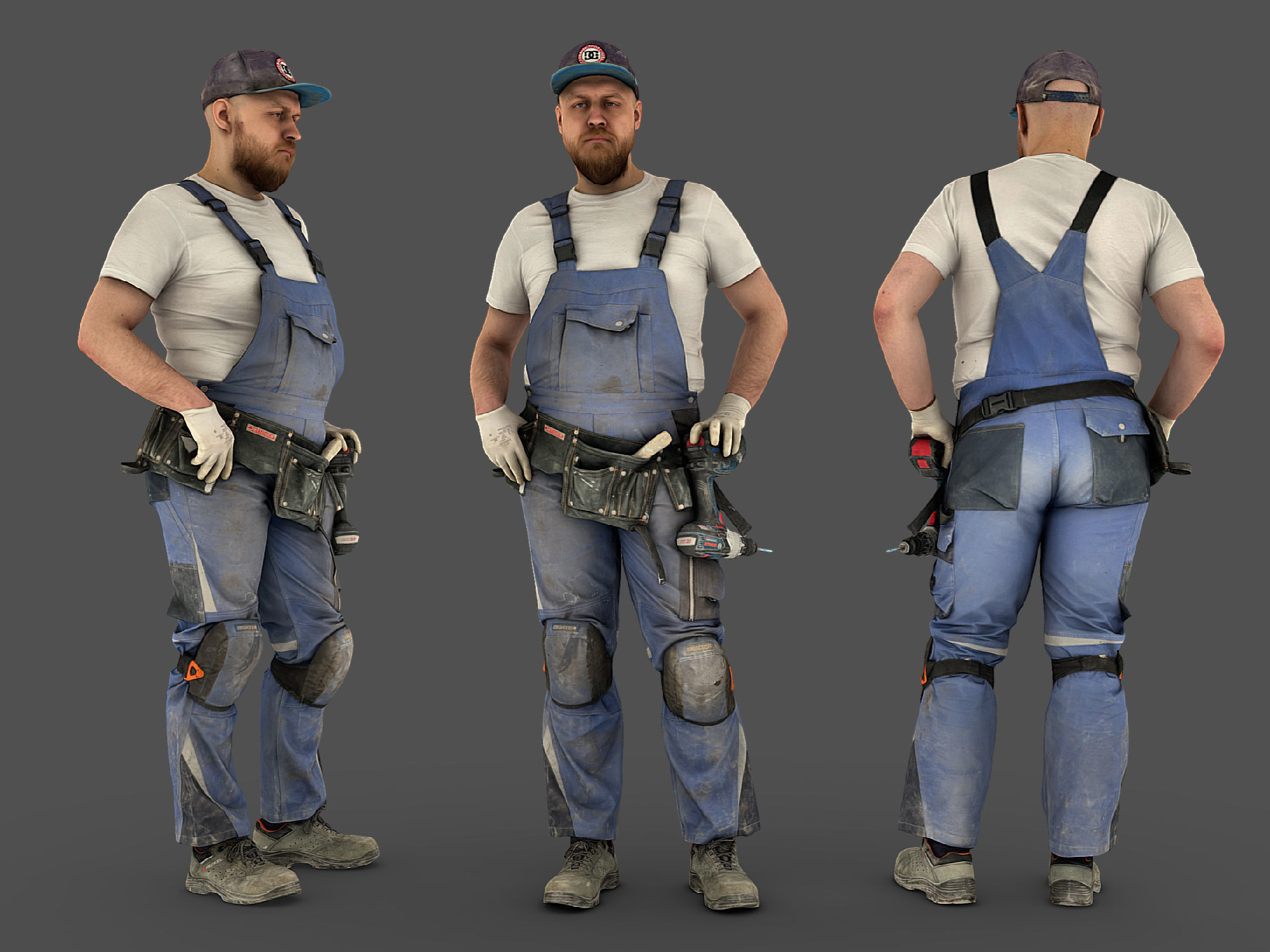 Photorealistic Construction Worker Character 3D model_1