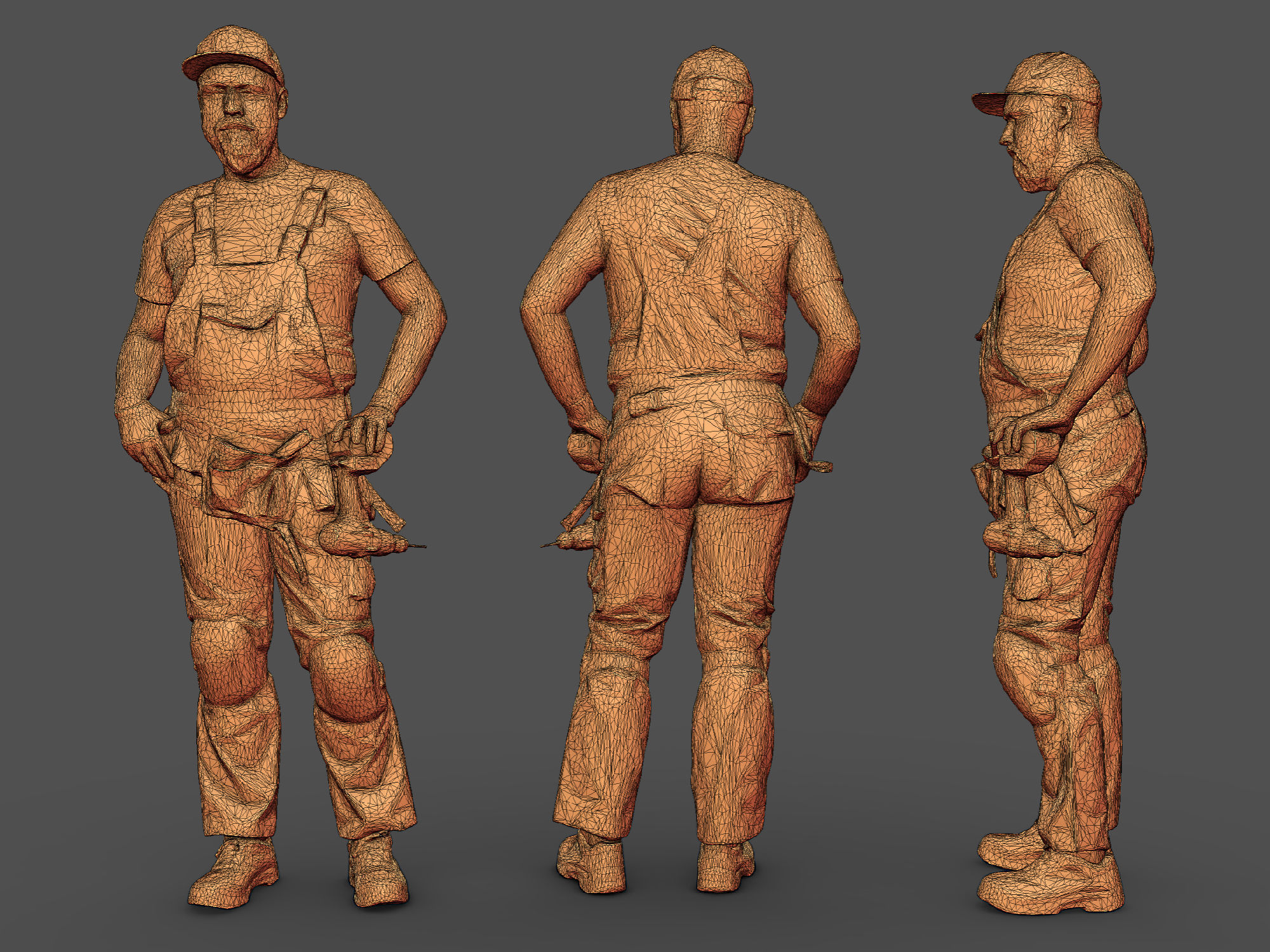 Photorealistic Construction Worker Character 3D model_7