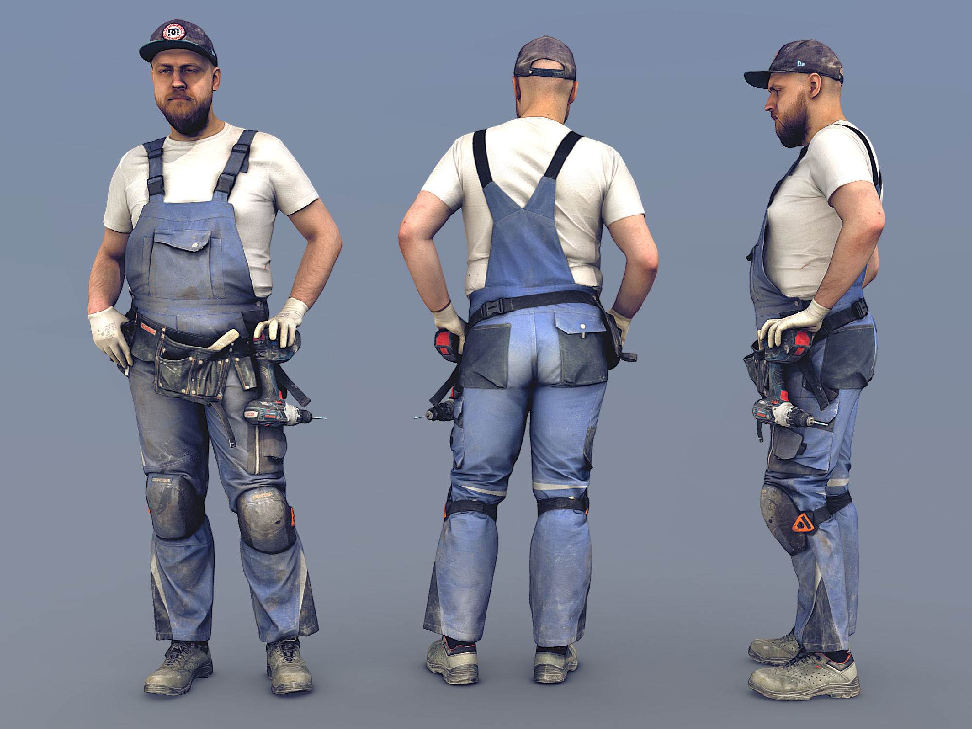 Photorealistic Construction Worker Character 3D model_4