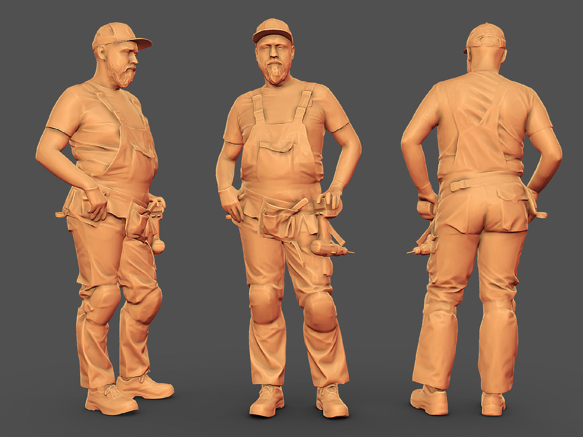Photorealistic Construction Worker Character 3D model_2
