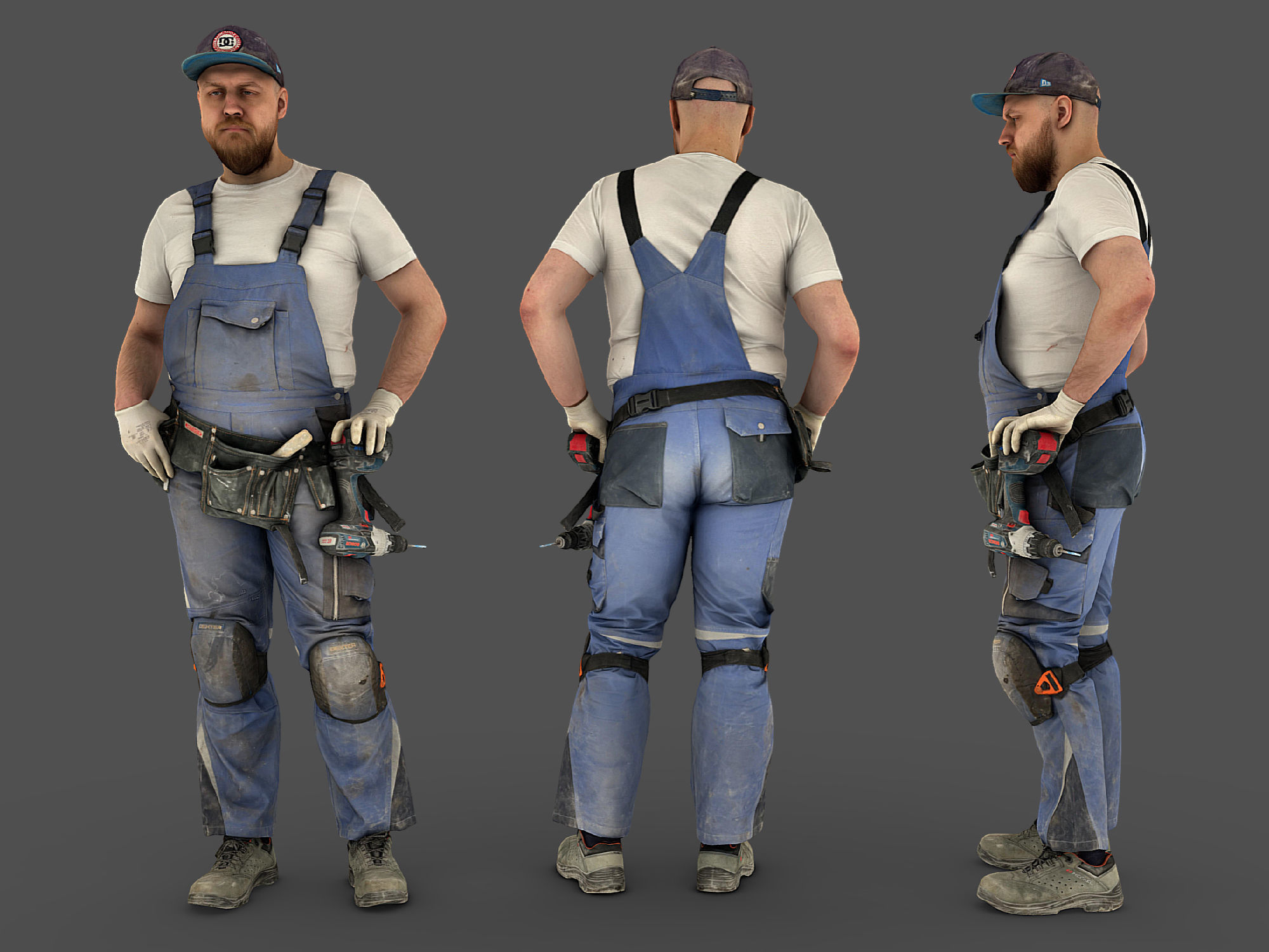 Photorealistic Construction Worker Character 3D model_5