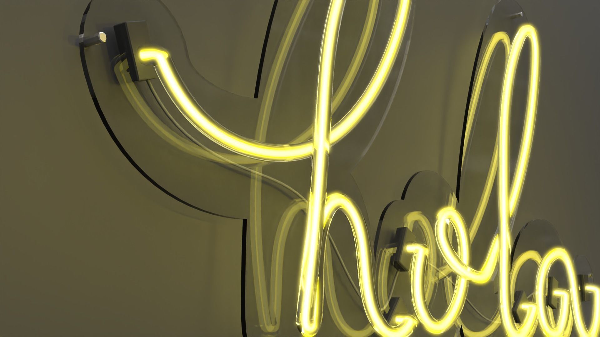 Hola - Neon Sign 3D model_1